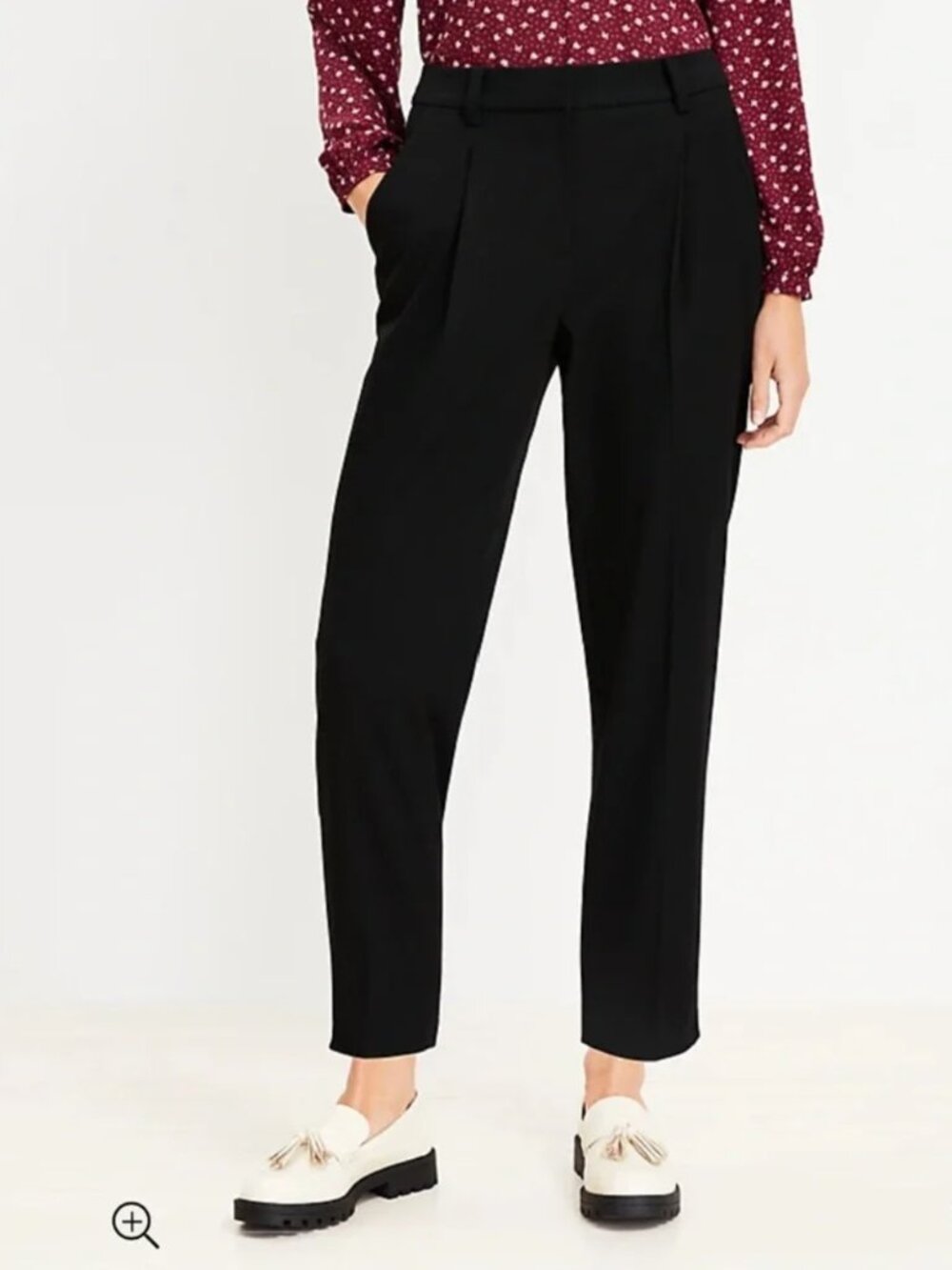 Pleated Pull On Slim Pants in Brushed Flannel